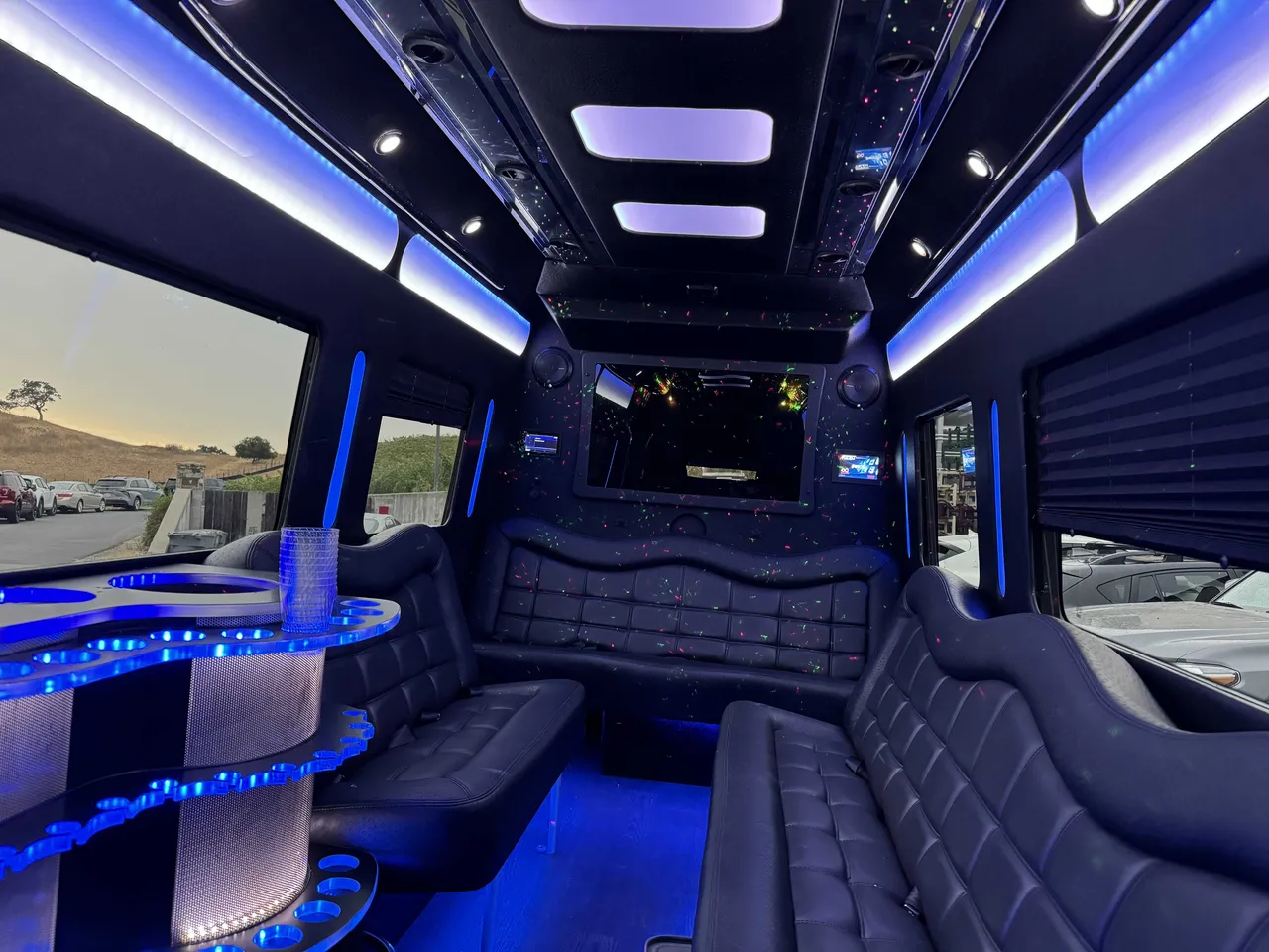 Mercedes Party Bus interior, photo 5 for party bus rental in Aptos, CA