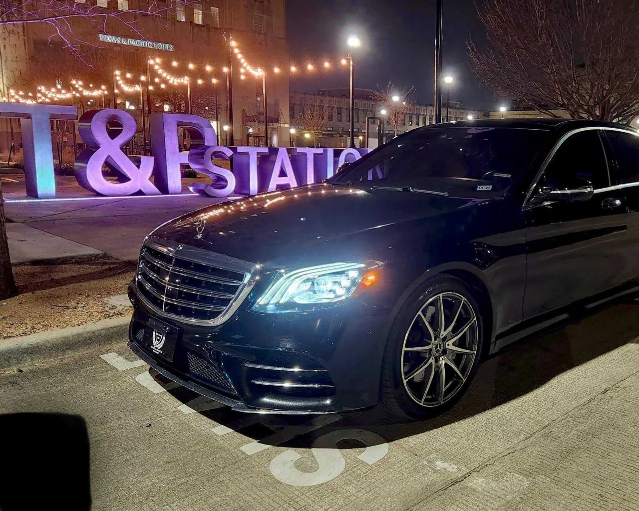 Black Mercedes S for sedan rental in Little River Academy, TX