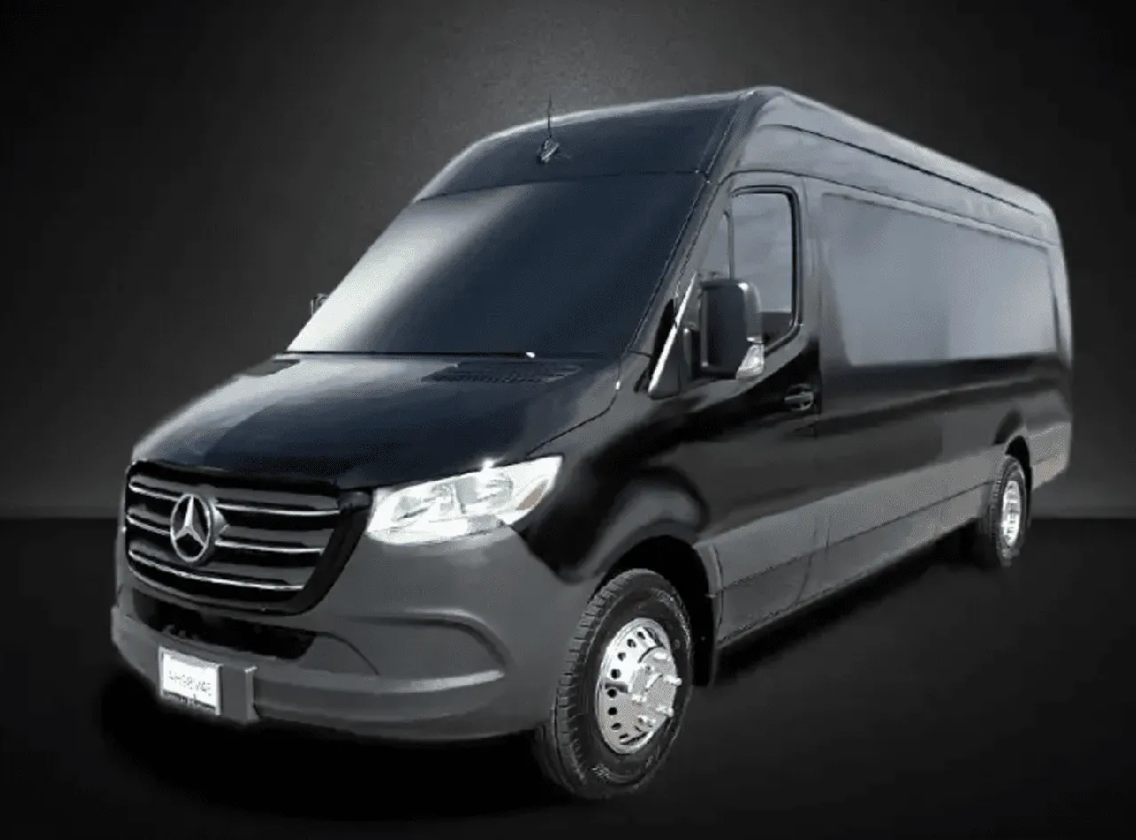 Black Mercedes Sprinter for minibus rental in Camp Nelson, CA