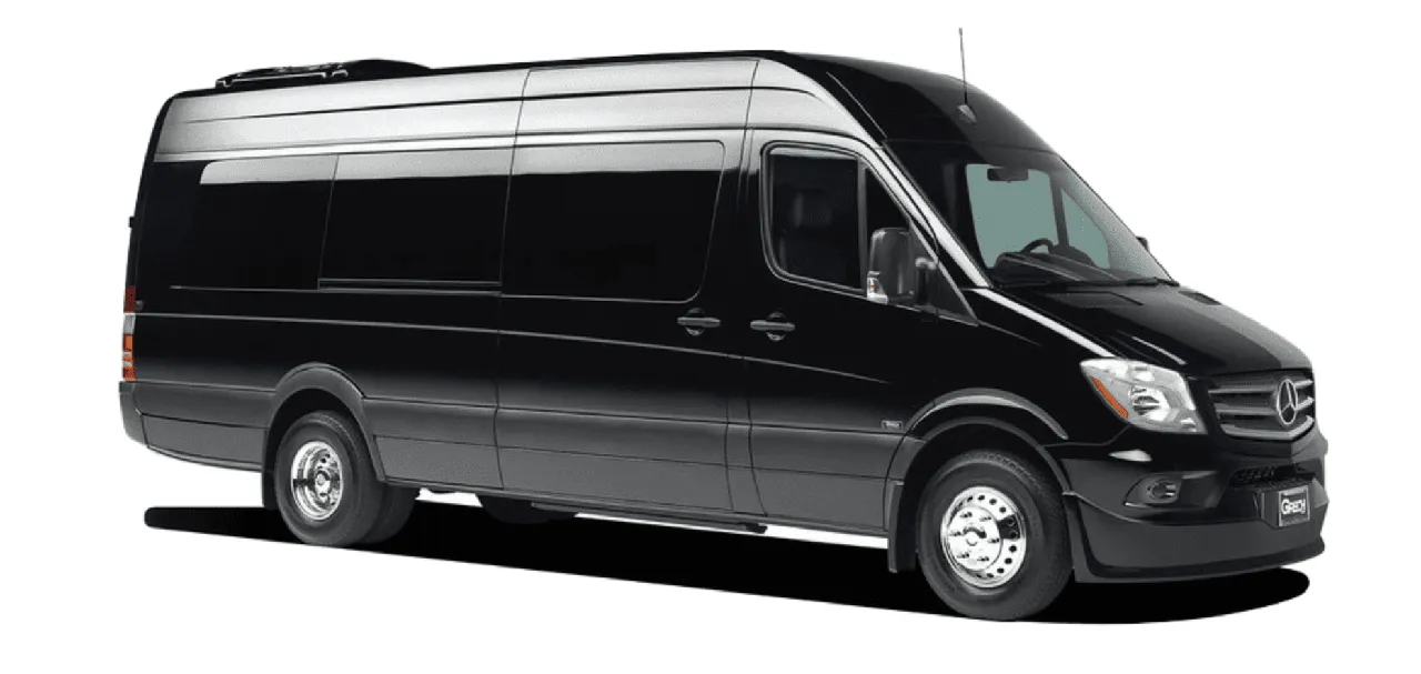 Black Mercedes Sprinter for mini coach rental in West Long Branch, NJ