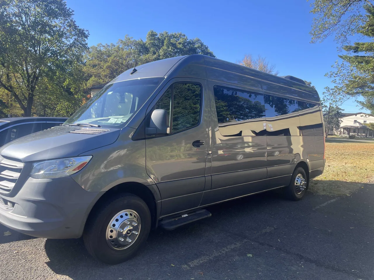 Black Mercedes Sprinter for mini coach rental in Guilford, CT