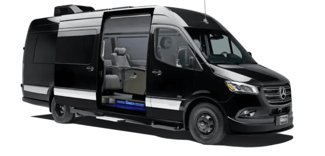 Black Mercedes Sprinter Executive Shuttle for mini coach rental in Viroqua, WI