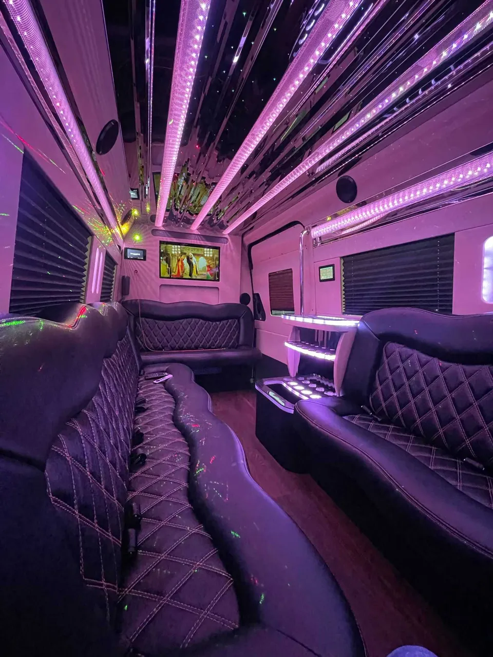 Mercedes Sprinter Limo interior, photo 2 for party bus rental in South San Francisco, CA
