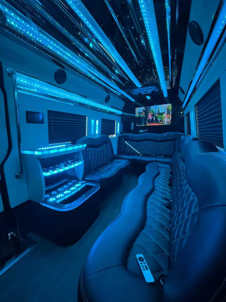 Mercedes Sprinter Limo interior, photo 4 for party bus rental in South San Francisco, CA