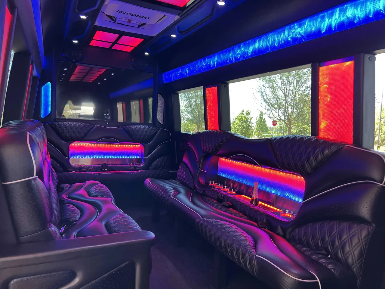 Mercedes Sprinter Limo interior, photo 2 for party bus rental in Brownsville, OR