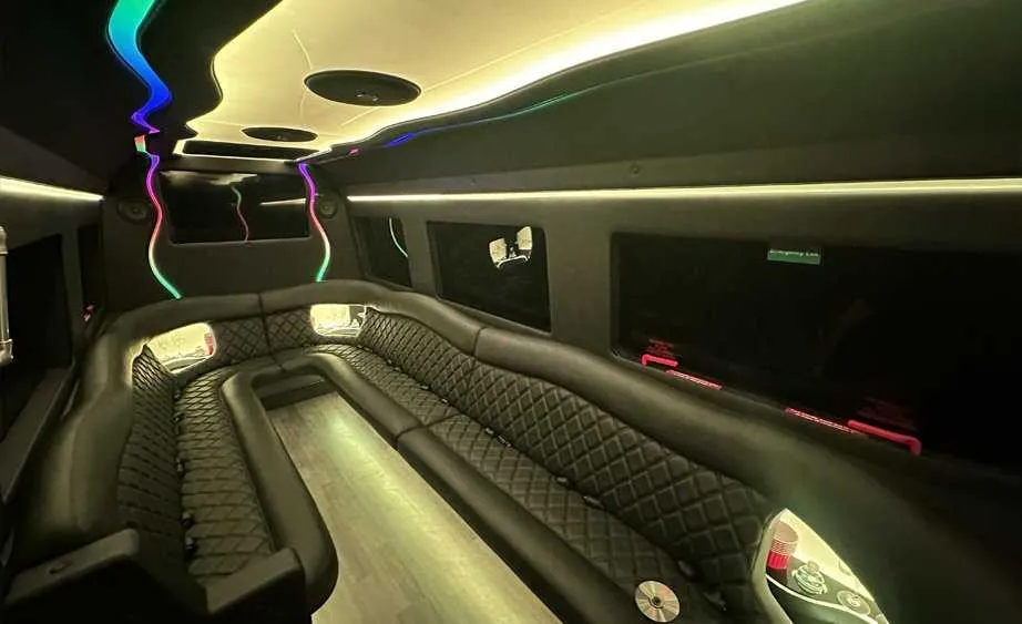 Mercedes Sprinter Limo interior, photo 2 for party bus rental in Kneeland, CA
