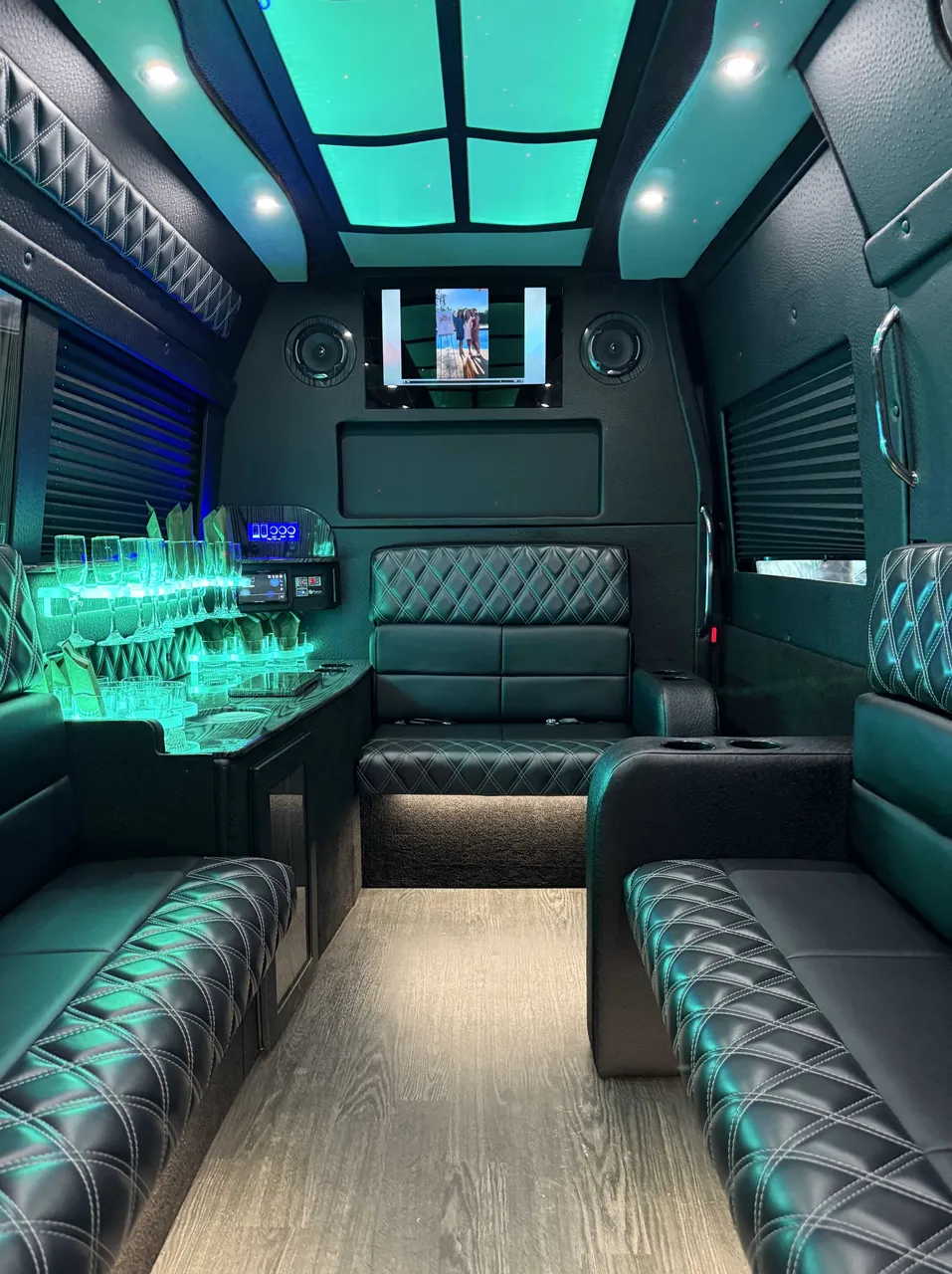 Mercedes Sprinter Limo interior, photo 2 for party bus rental in Nobleton, FL