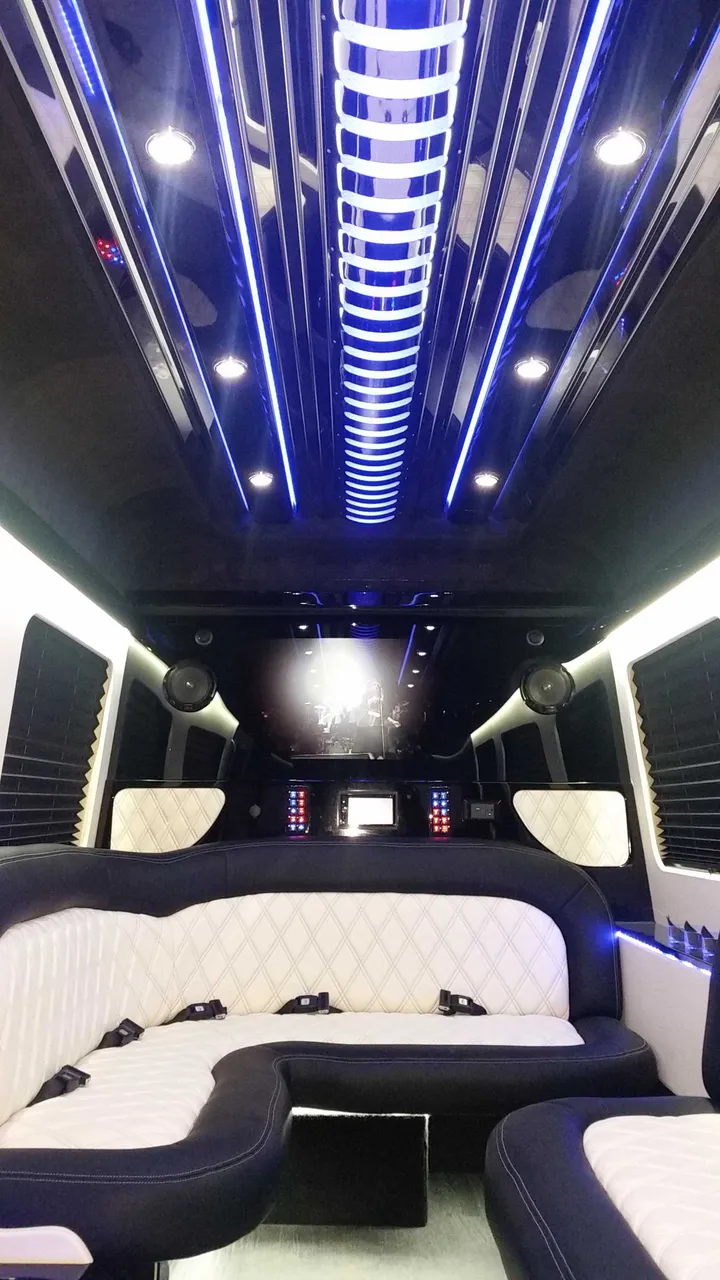 Mercedes Sprinter Limousine interior, photo 3 for limo rental in North Montpelier, VT