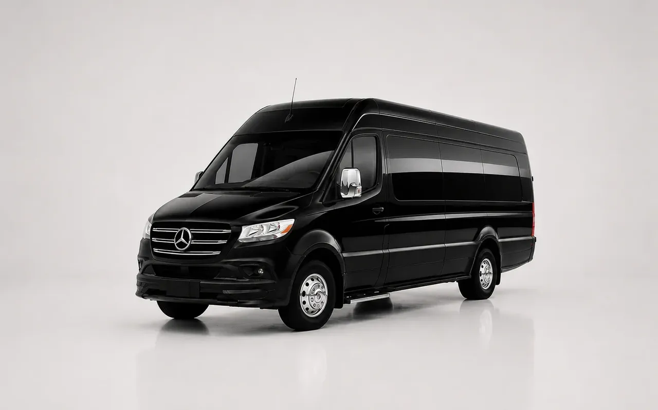 Black Mercedes-Benz Metris for minibus rental