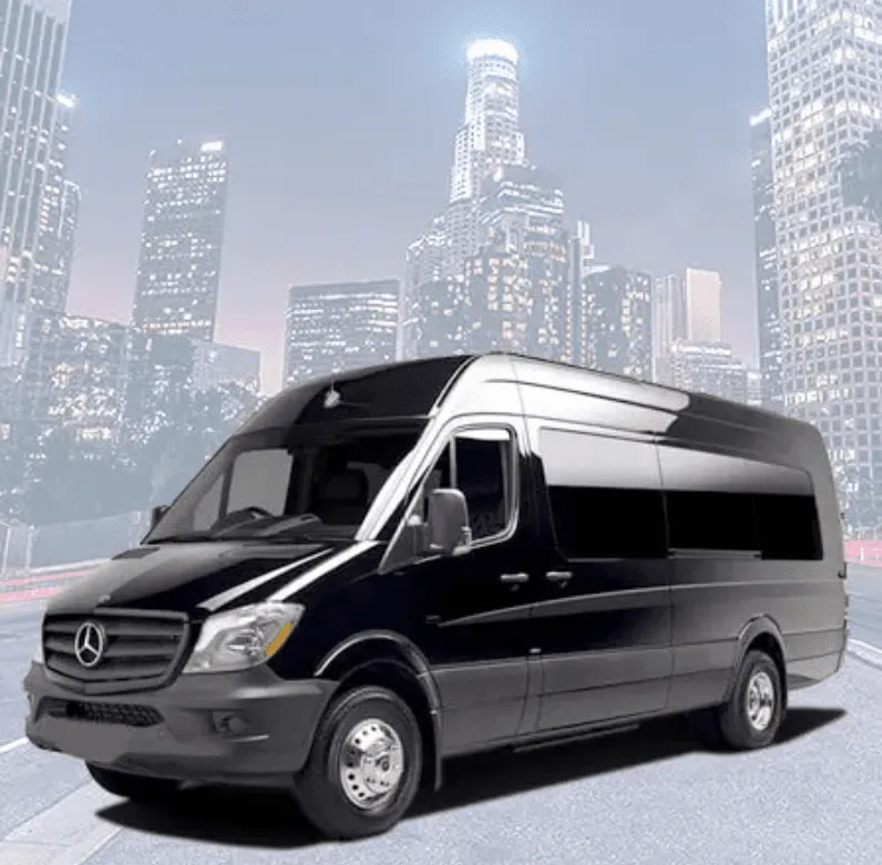 Black Mercedes Sprinter Van for minibus rental in Harbor City, CA