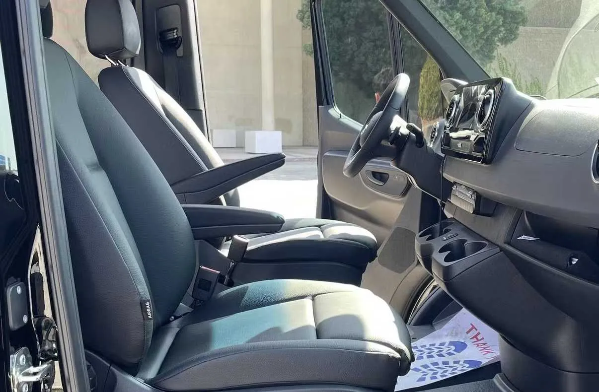 Mercedes Sprinter Van interior for minibus rental in Kern County, CA