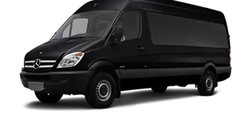 Black Mercedes Sprinter Van for mini coach rental in Elizabeth, PA