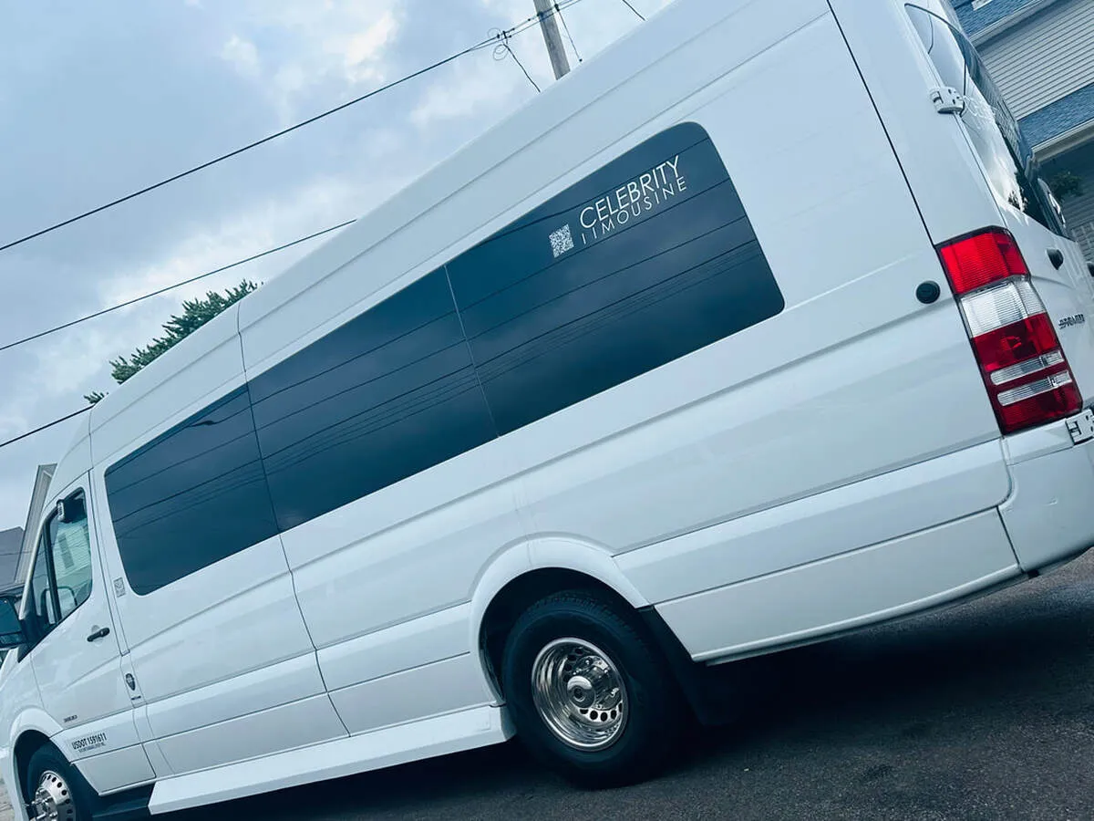 White Mercedes Sprinter XL #1 for mini coach rental in Lower Connecticut River Valley Planning Region, CT