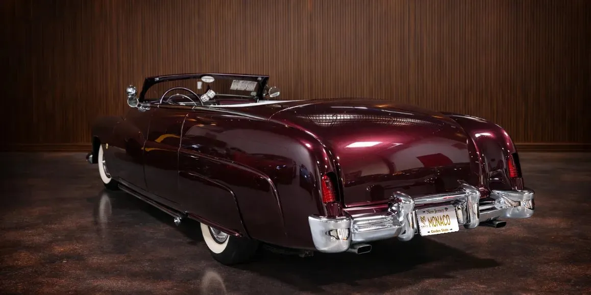 Red Mercury Lead Sled 1951 Vintage exterior with convertible roof, photo 3 for wedding car rental Red Mercury Lead Sled 1951 Vintage exterior with convertible roof, photo 3 for wedding car rental