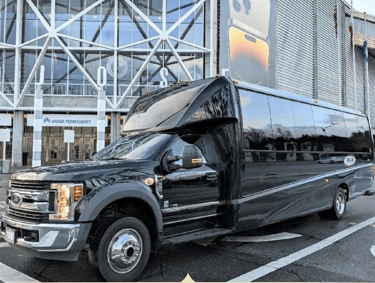 Black Mini Coach for minibus rental in Murphys, CA