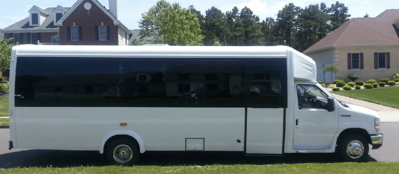 White Mini Coach for mini coach rental in Shelby Gap, KY