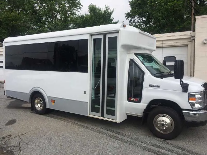 White Mini Coach for mini coach rental in Blanchard, PA