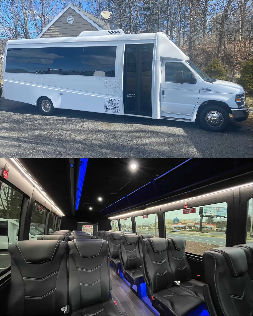 Black Mini Coach for mini coach rental in Slate Run, PA