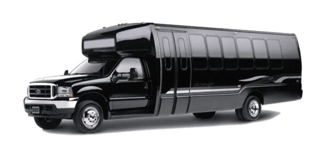 Black Mini Coach for mini coach rental in Swampscott, MA