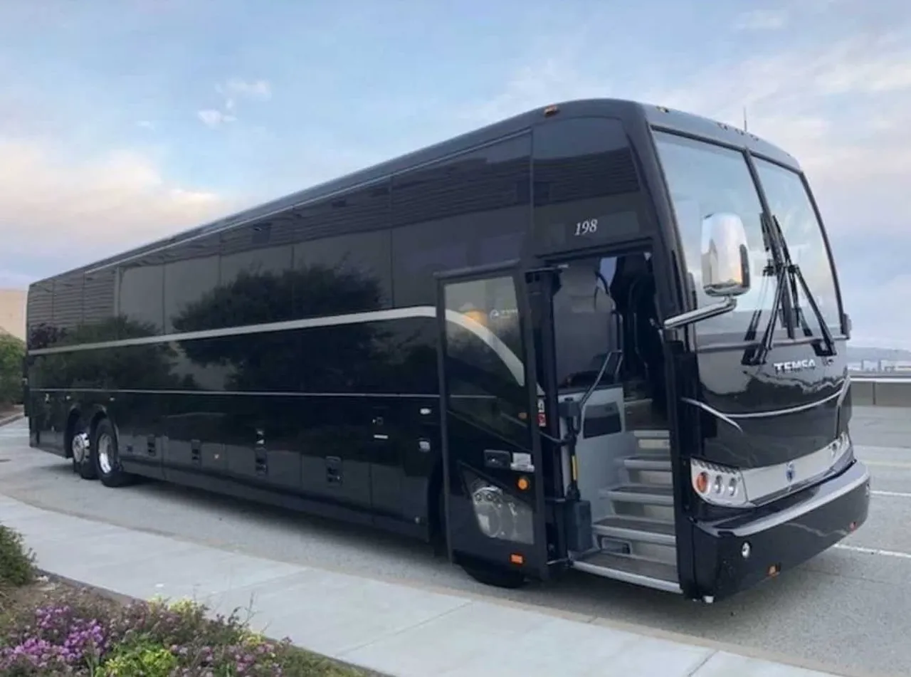 Black 56 Passenger Motorcoach for charter bus rental Black 56 Passenger Motorcoach for charter bus rental
