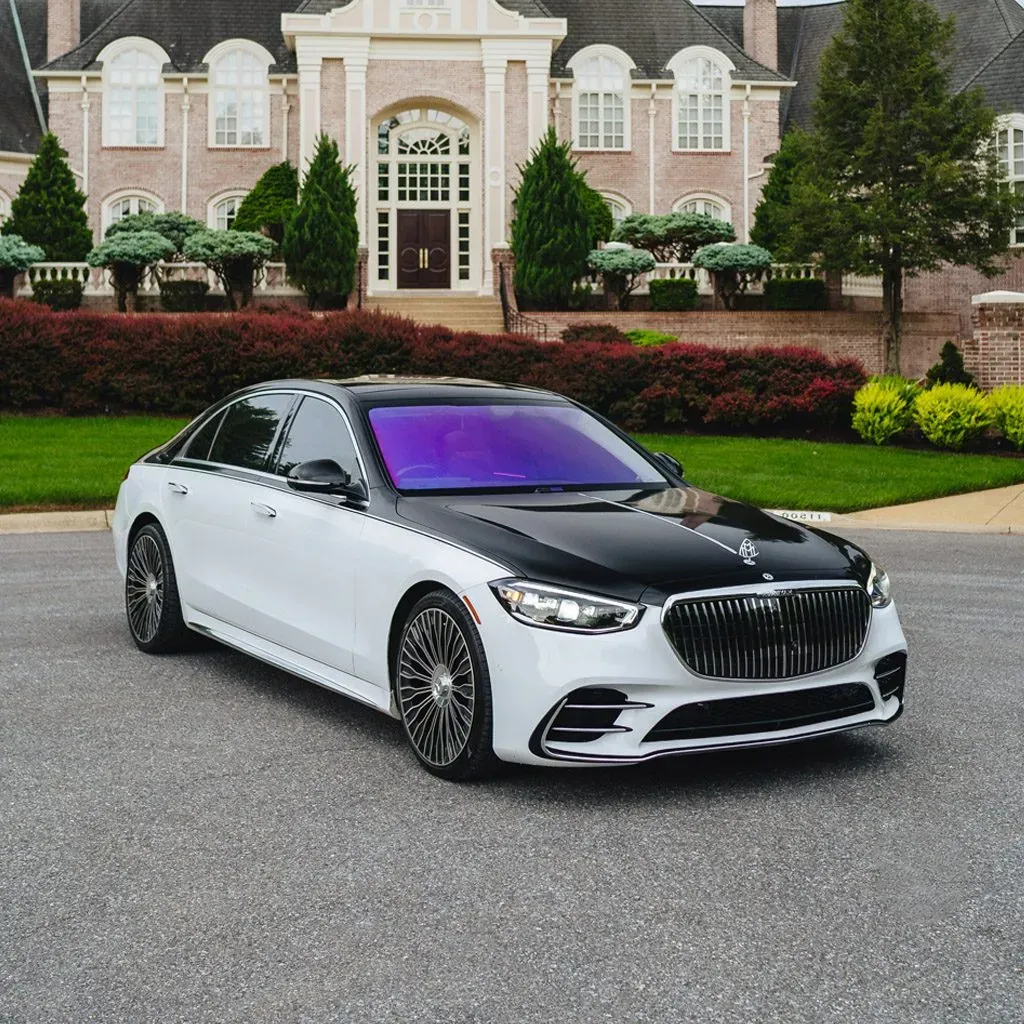White ‘Panda Maybach’ Two Tone S580 with Starlight Roof for luxury car rental