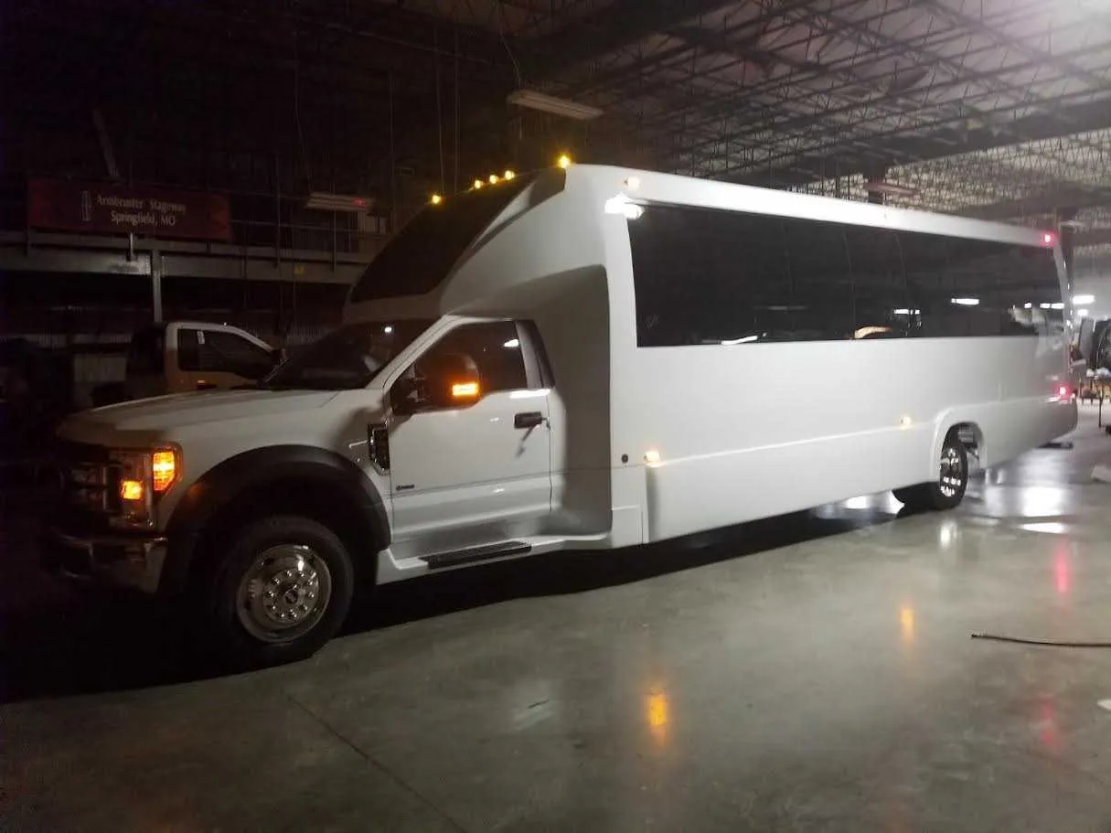 White Party Bus exterior for party bus rental in Lehighton, PA