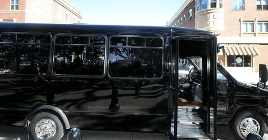 Black Party Bus exterior for party bus rental in Squaw Valley, CA