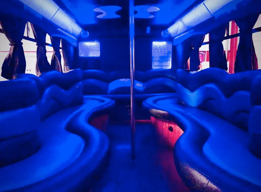 Party Bus interior for party bus rental in Kingsburg, CA