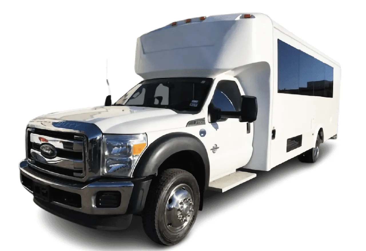 White Party Bus exterior for party bus rental in Bent, NM