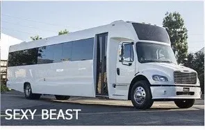 Party Bus- 40 pax exterior for party bus rental in Marina Del Rey, CA