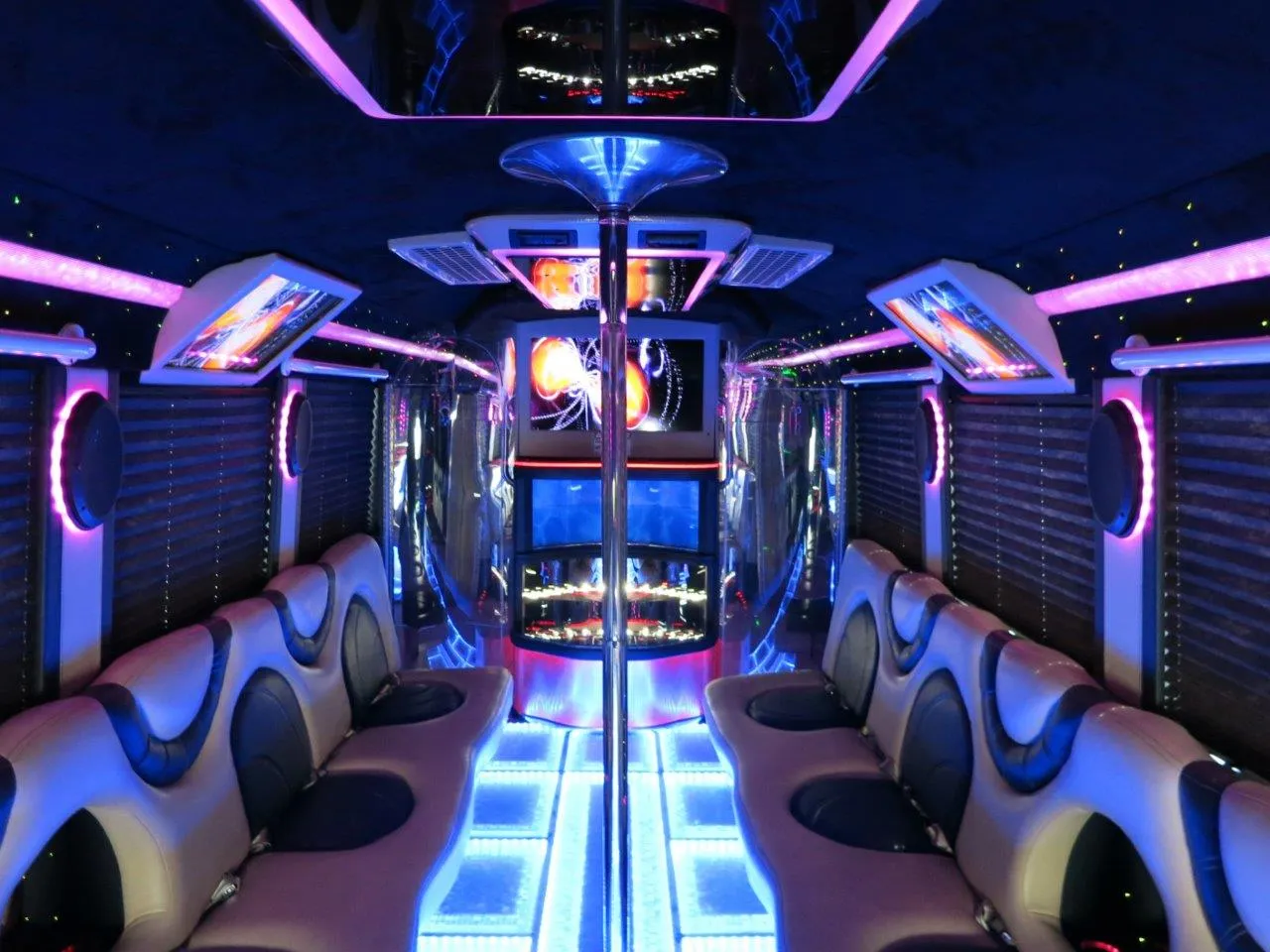 Party Bus interior for party bus rental in Poulsbo, WA