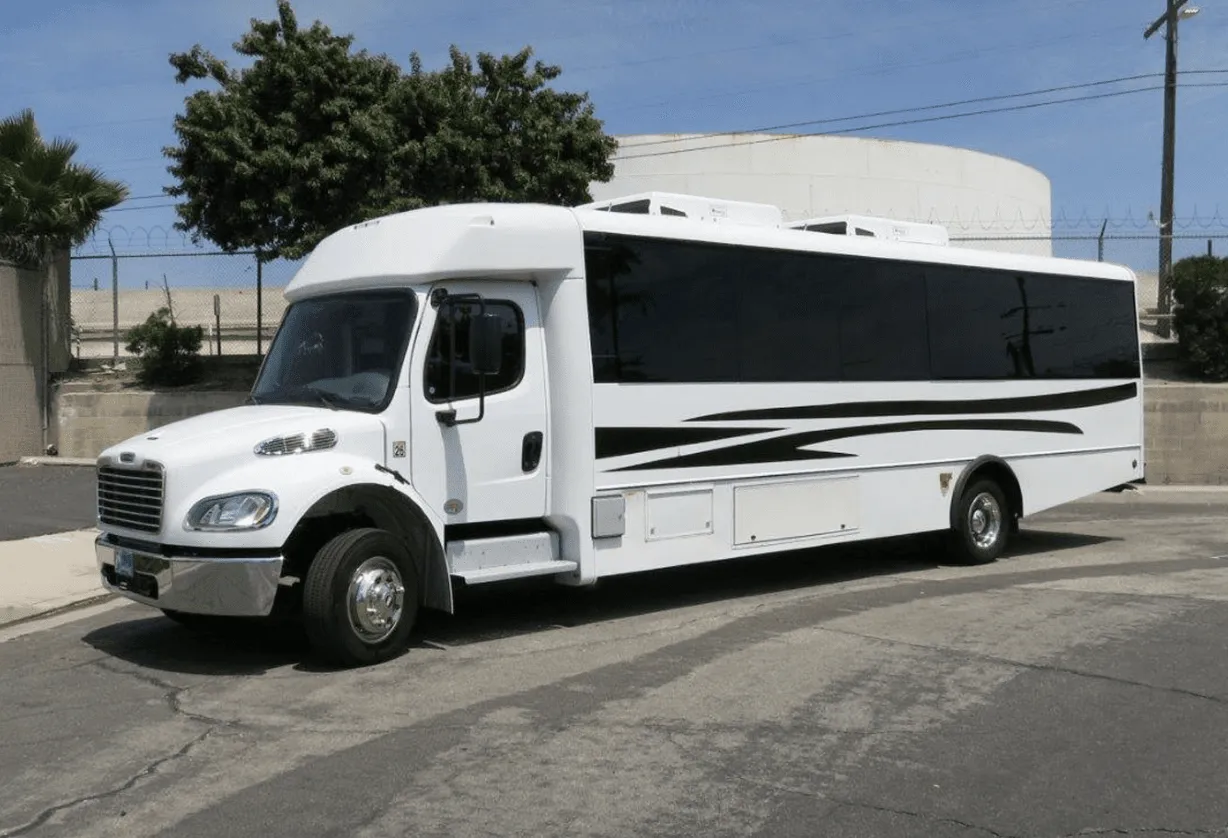 White Party Bus exterior for party bus rental in Poulsbo, WA