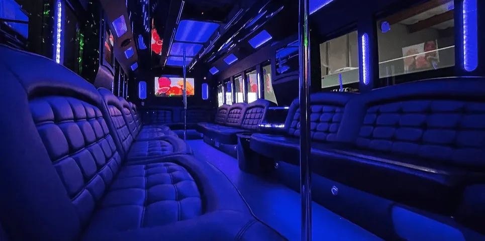 Party Bus interior for party bus rental in Mather, CA