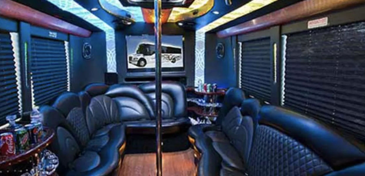 Party Bus interior for party bus rental in Caliente, CA