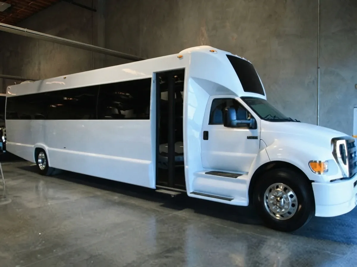 White 40 Passenger Party Bus for party bus rental White 40 Passenger Party Bus for party bus rental