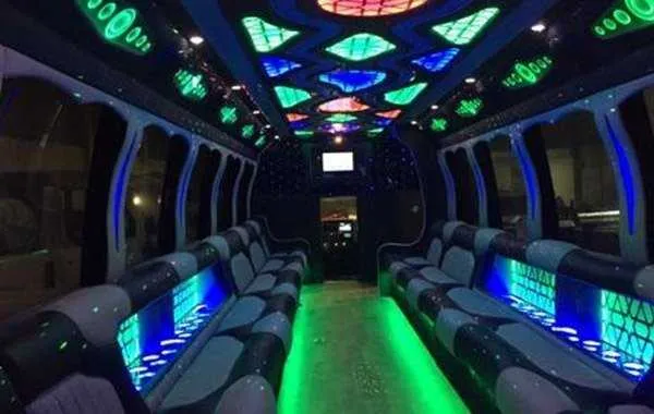 Party Bus Black interior for party bus rental in Hot Springs, VA