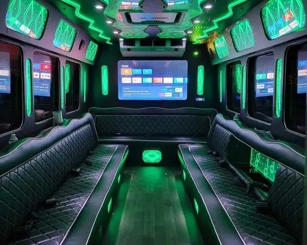 Party bus F550 interior for party bus rental in Cedar Springs, MI
