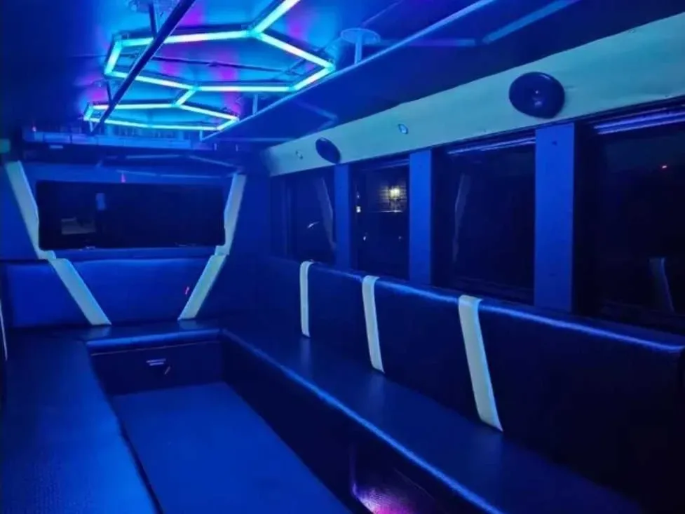White Party Time Bus for party bus rental White Party Time Bus for party bus rental