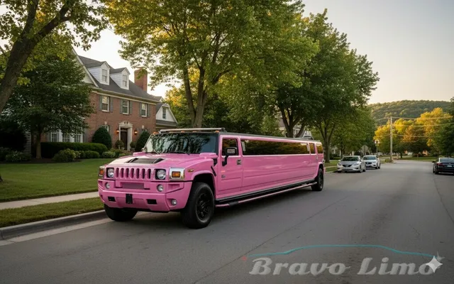 Pink Hummer H2 Limousine — advertised 18–20 maximum for pink limo rental