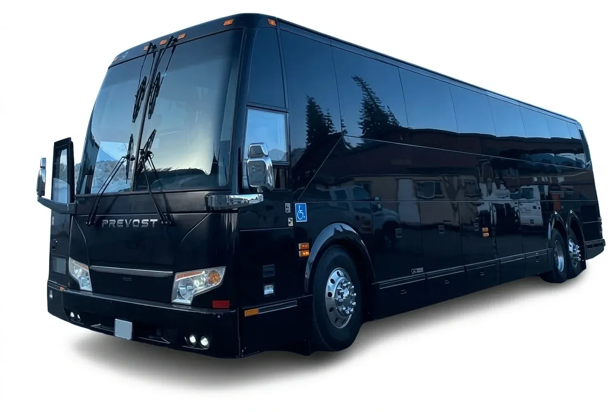 Black Prevost Motorcoach for charter bus rental Black Prevost Motorcoach for charter bus rental