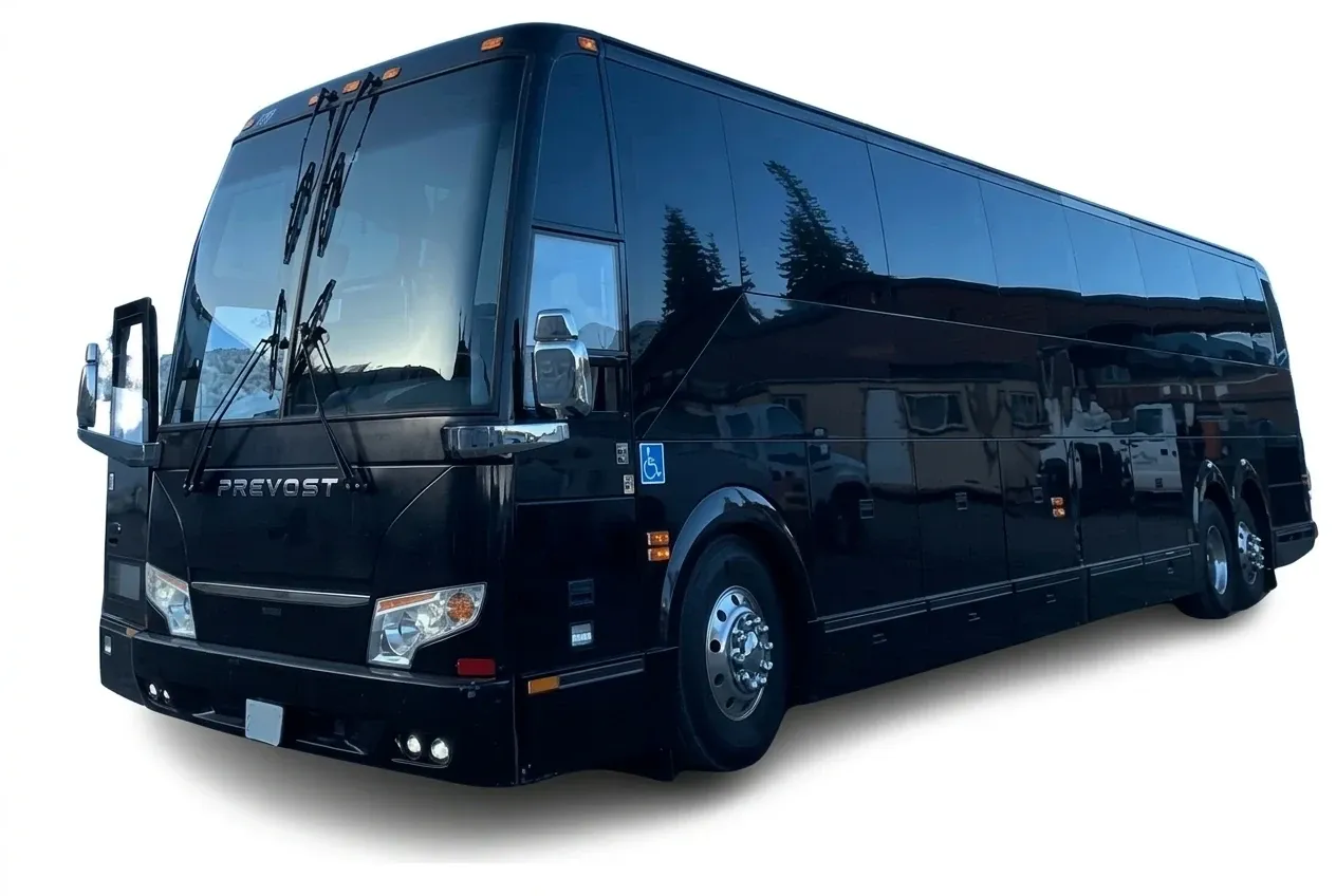 Black Prevost Motorcoach for charter bus rental Black Prevost Motorcoach for charter bus rental