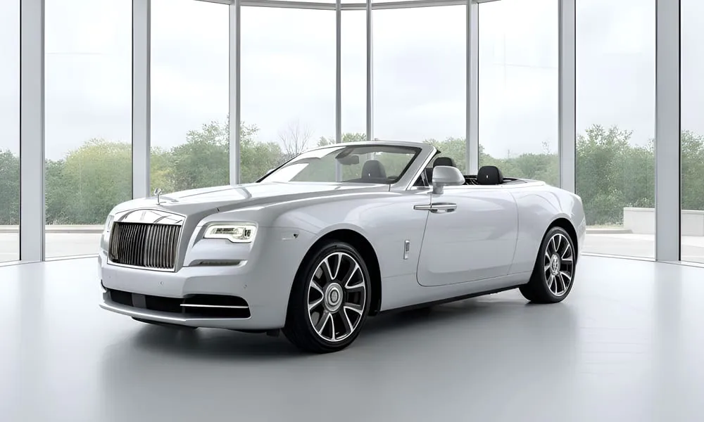 Silver Rolls-Royce Dawn for wedding car rental