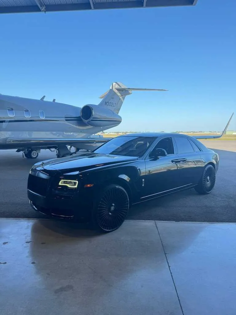 Black Rolls Royce Ghost exterior, photo 3 for rolls-royce car rental in Fort Myers Beach, FL