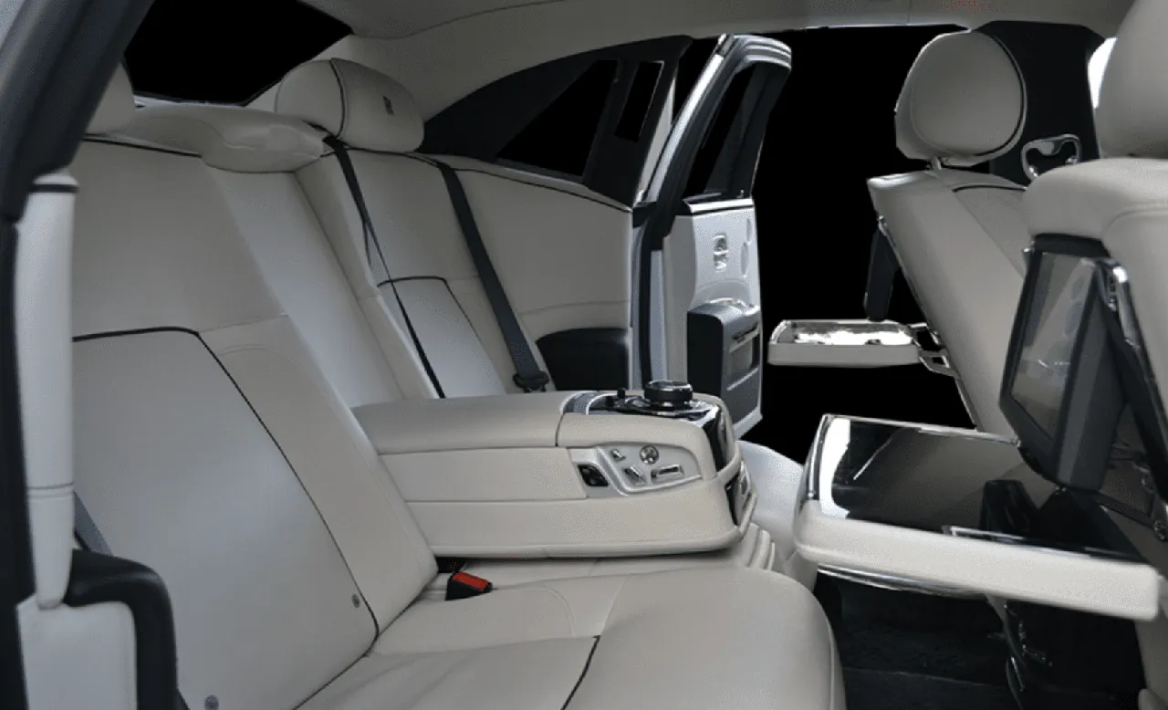Rolls Royce Ghost interior for wedding car rental in Brookeville, MD
