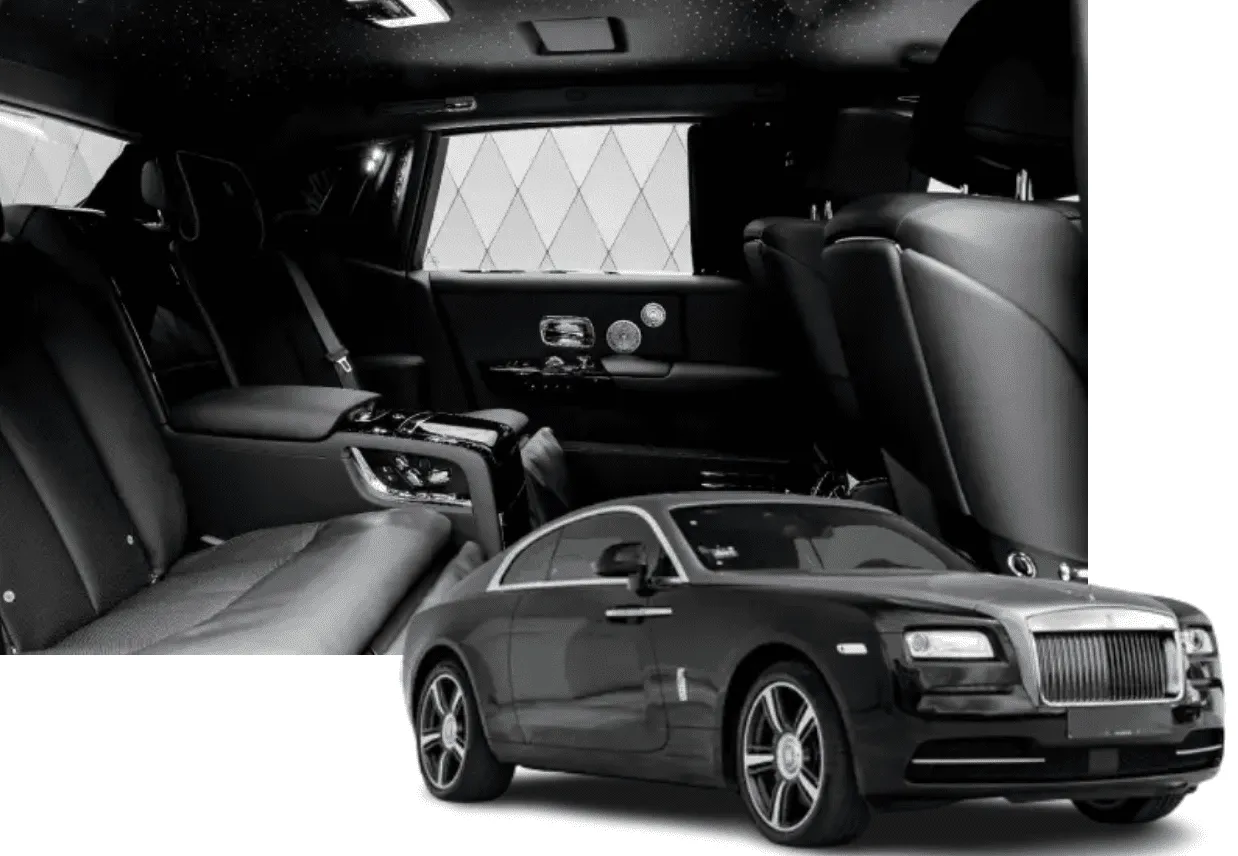Black Rolls Royce Phantom for wedding car rental in Rockledge, FL