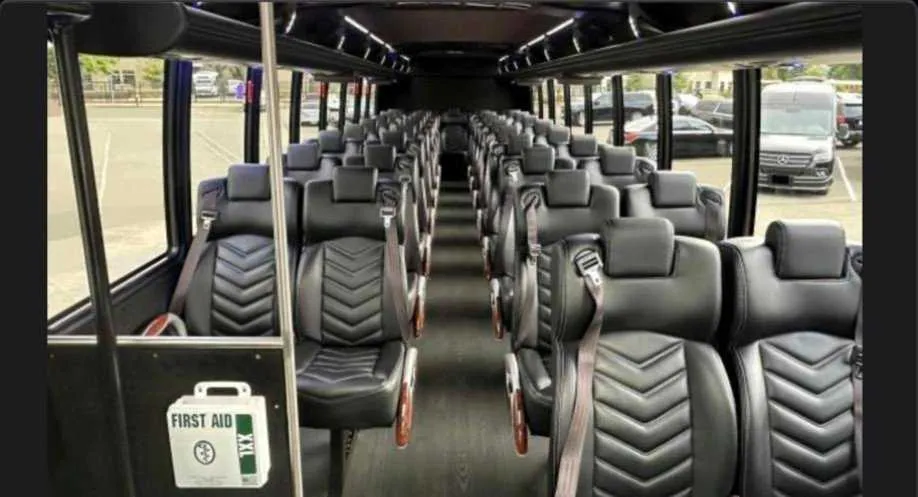 Black Shuttle Bus for mini coach rental in Harpswell, ME