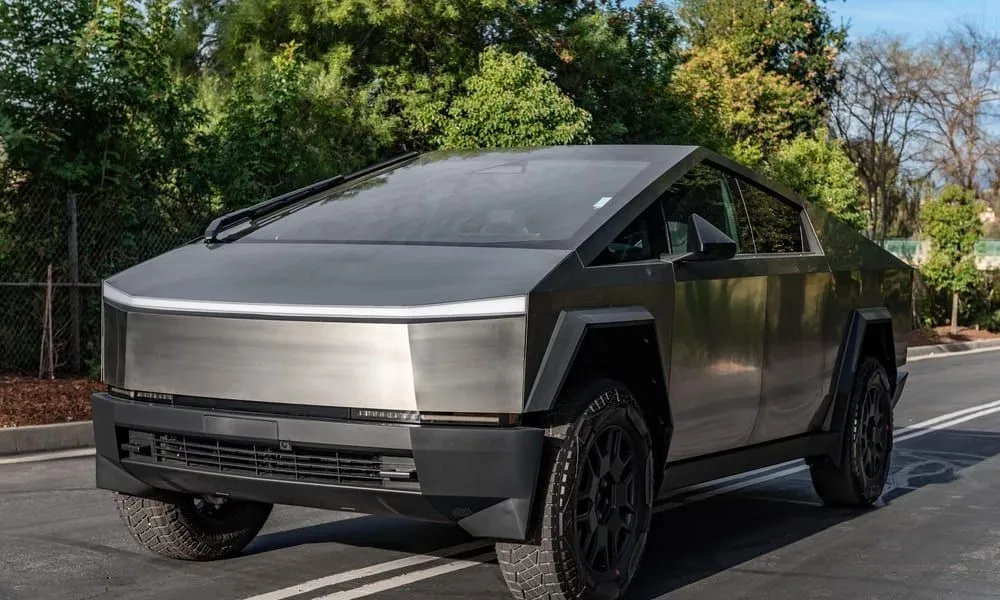Silver Tesla Cyberbeast for airport transfers Silver Tesla Cyberbeast for airport transfers