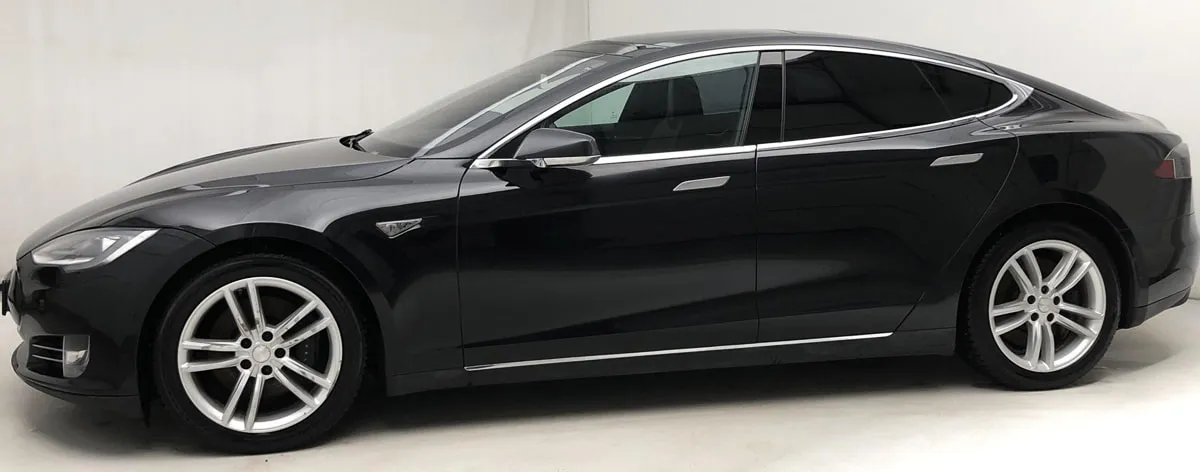 Black Tesla Model S Vegan Leather Electric for black car service in Carbon County, WY