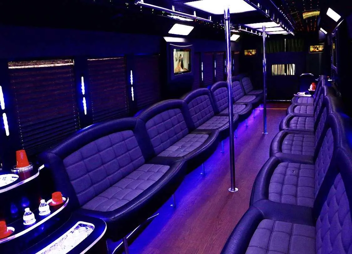 Tiffany Party bus interior for party bus rental in Bay City, TX