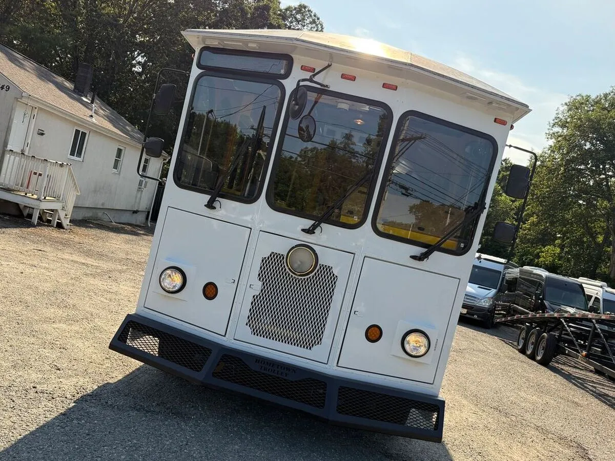 34 Passenger Wedding Trolley exterior for novelty car rental 34 Passenger Wedding Trolley exterior for novelty car rental